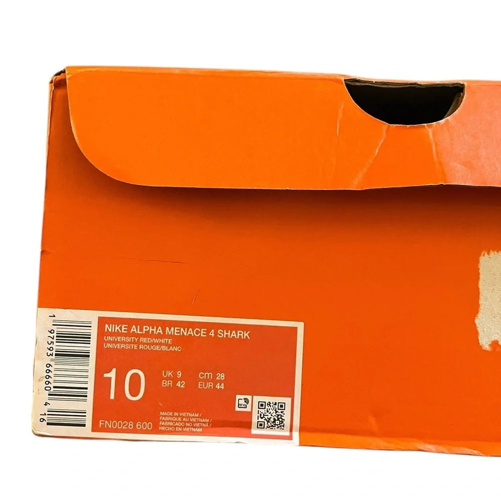 Nike Alpha Menace 4 Shark University Red/White Cleats Brand New Size‎ 10